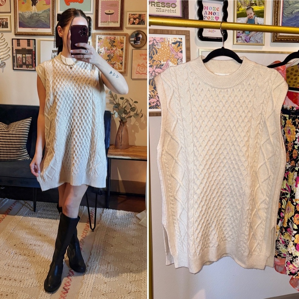 H&M Sleeveless Cable Knit Sweater Dress